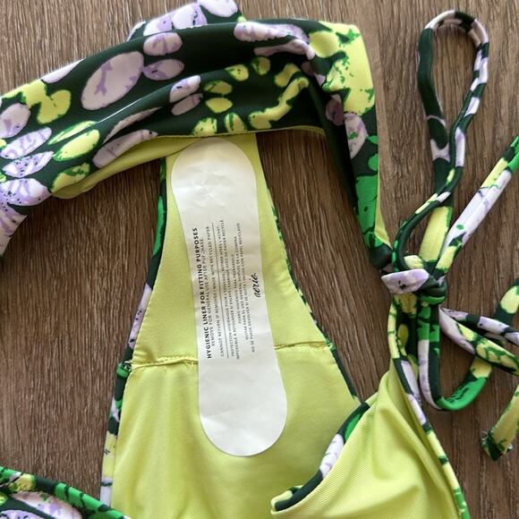 NWT Aerie Green Floral Side Tie Cheekiest Bikini Bottom Size Large - Picture 4 of 5